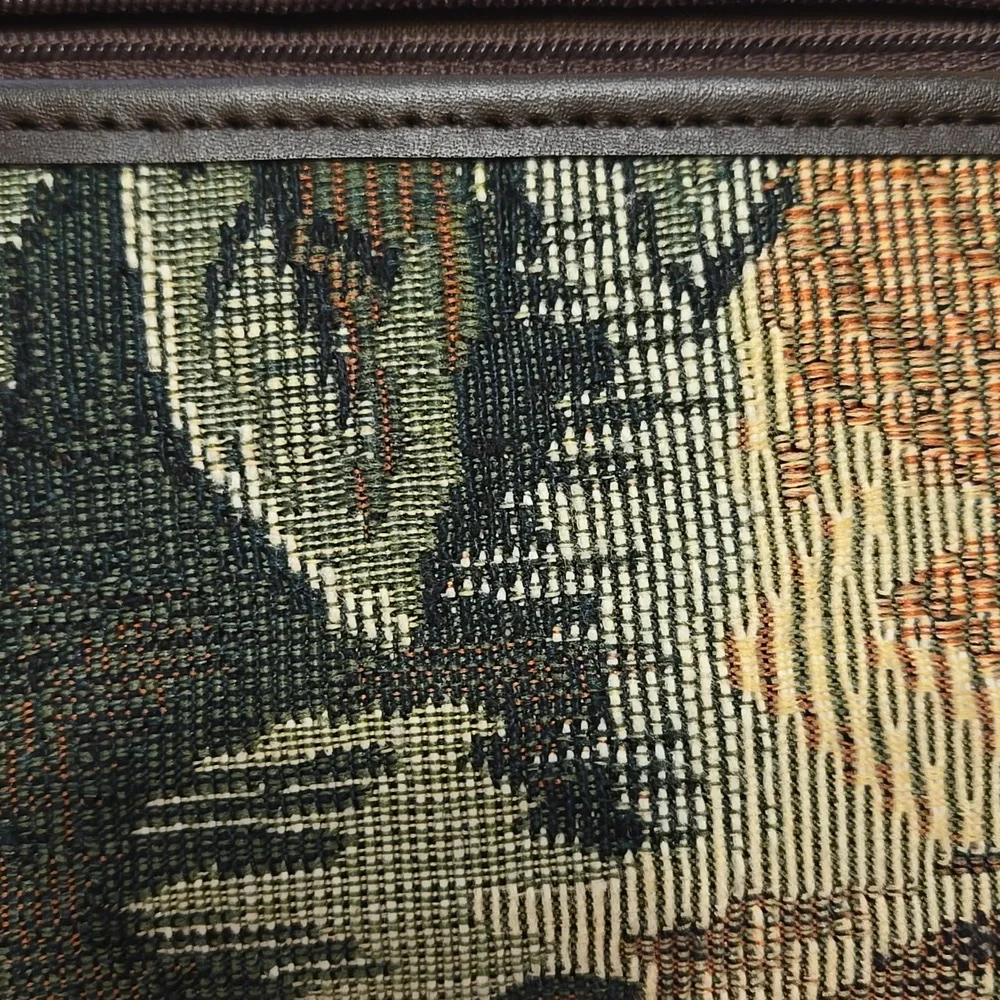 Danilos Of Honduras Brown Leather Green Cream Tan Tapestry Wallet New No Tags